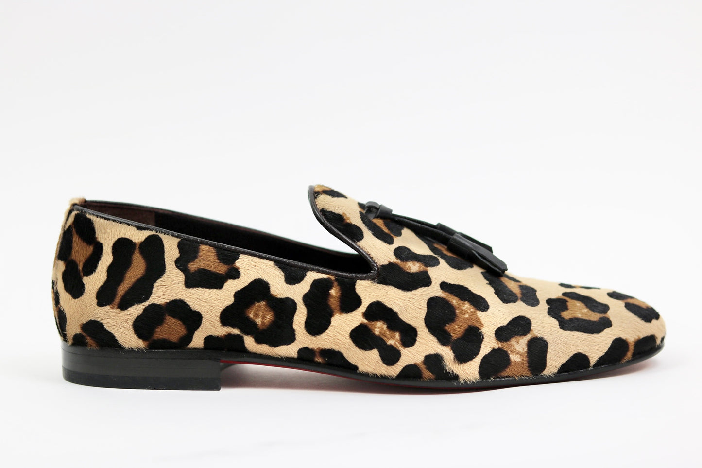 LEOPARD SPOT FUR FABRIC SLIPPERS