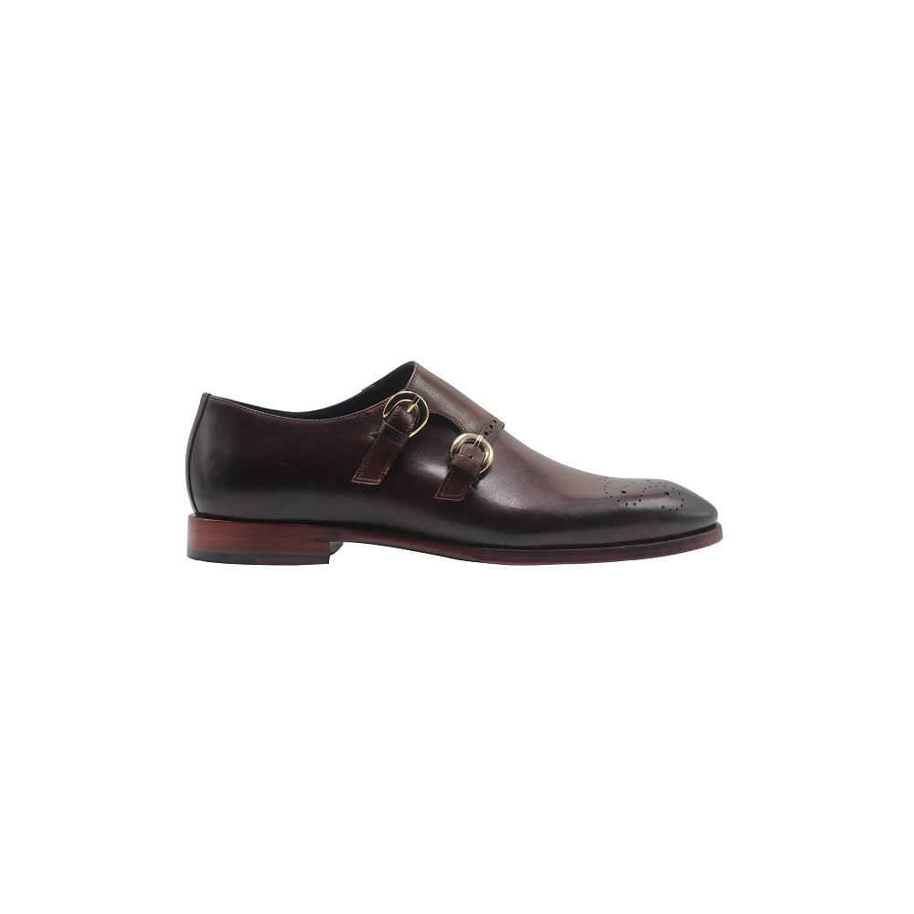 BECLASSY BROWN DOUBLE MONK STRAP SHOE BY JOSEPHS