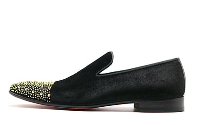 LUXURY BLACK VELVET GOLD TOE STUD