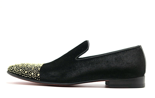 LUXURY BLACK VELVET GOLD TOE STUD