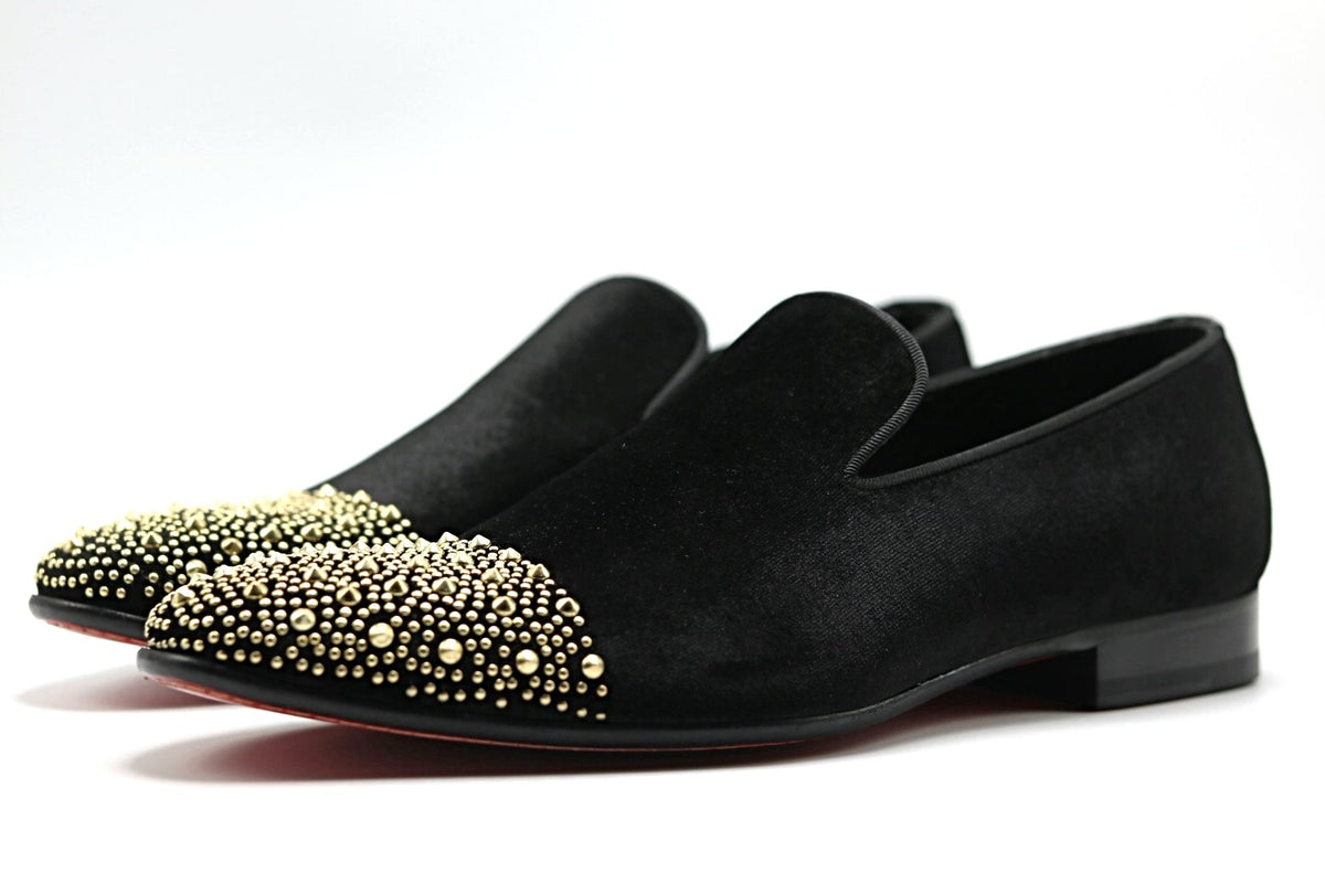 LUXURY BLACK VELVET GOLD TOE STUD