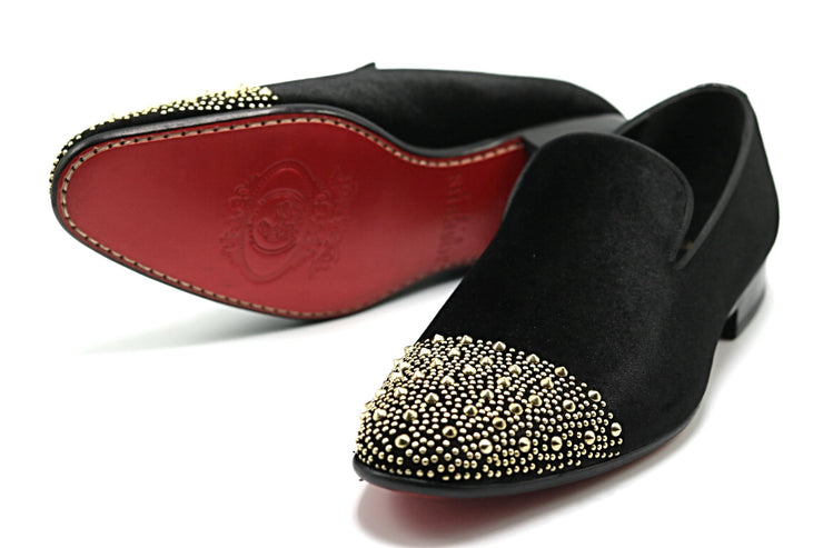 LUXURY BLACK VELVET GOLD TOE STUD