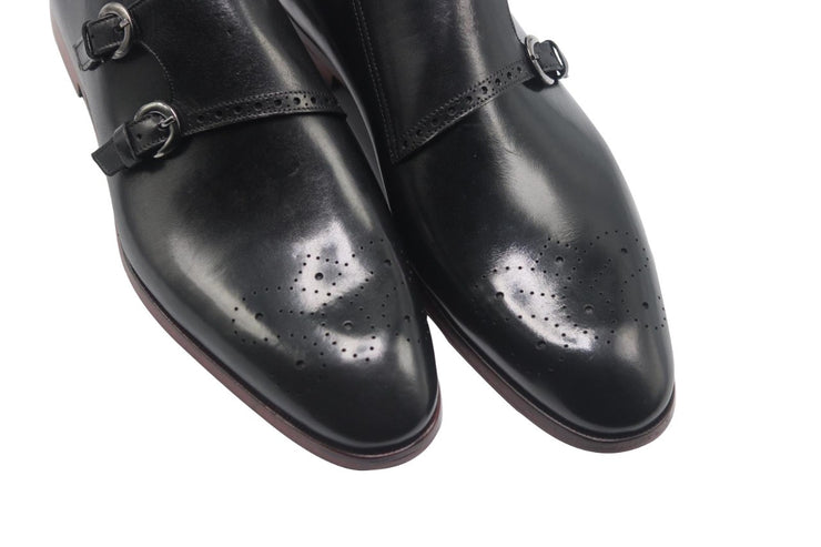 BECLASSY BLACK DOUBLE MONK STRAP SHOE BY JOSEPHS