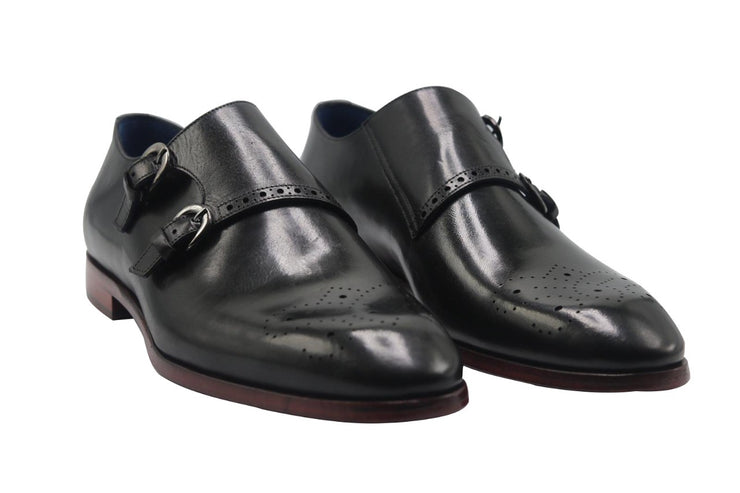 BECLASSY BLACK DOUBLE MONK STRAP SHOE BY JOSEPHS