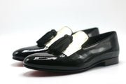 Black Patent Gold Vamp Tassels by Josephs Shoes