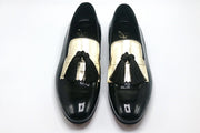 Black Patent Gold Vamp Tassels by Josephs Shoes