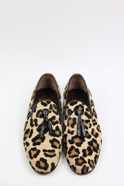 LEOPARD SPOT FUR FABRIC SLIPPERS