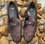 LUXURY BROWN MAYFAIR GOLD BOW LOAFERS