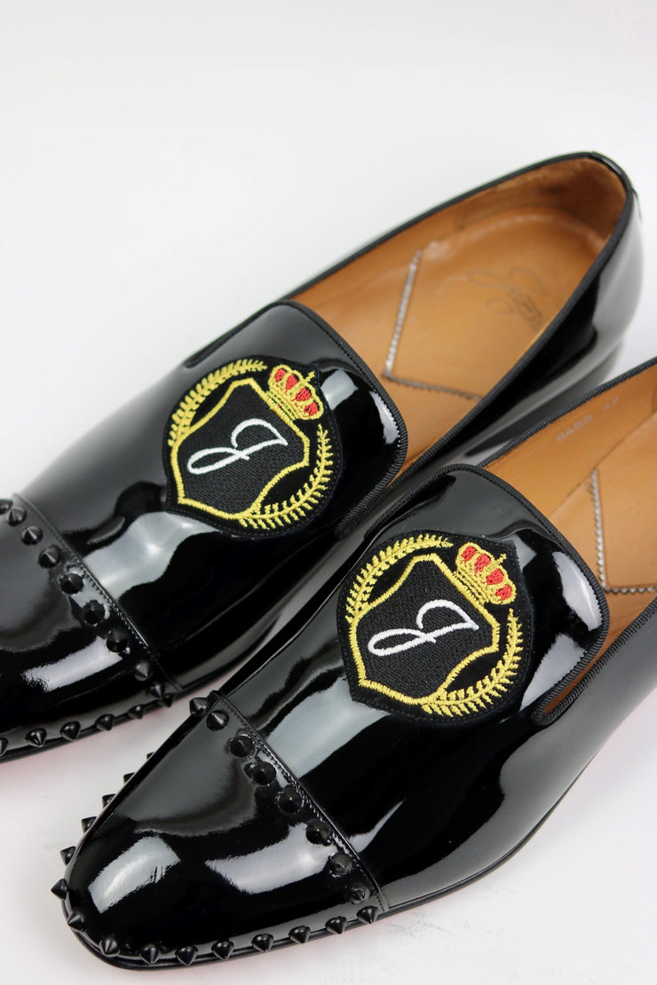 BLACK PATENT OFFICIAL EMBLEM LOAFERS