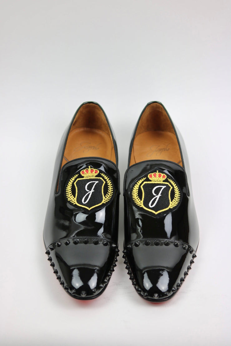 BLACK PATENT OFFICIAL EMBLEM LOAFERS
